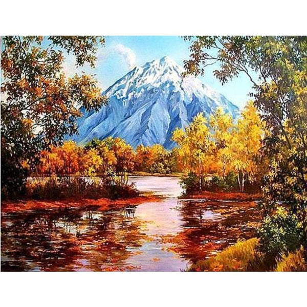 Full Drill - 5D DIY Diamond Painting Kits Autumn Mountain Lake Scene - NEEDLEWORK KITS