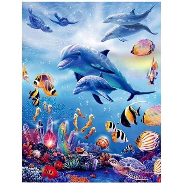Dream Sea Animal Dolphin Full Drill - 5D Diy Diamond Painting Kits VM59824 - NEEDLEWORK KITS