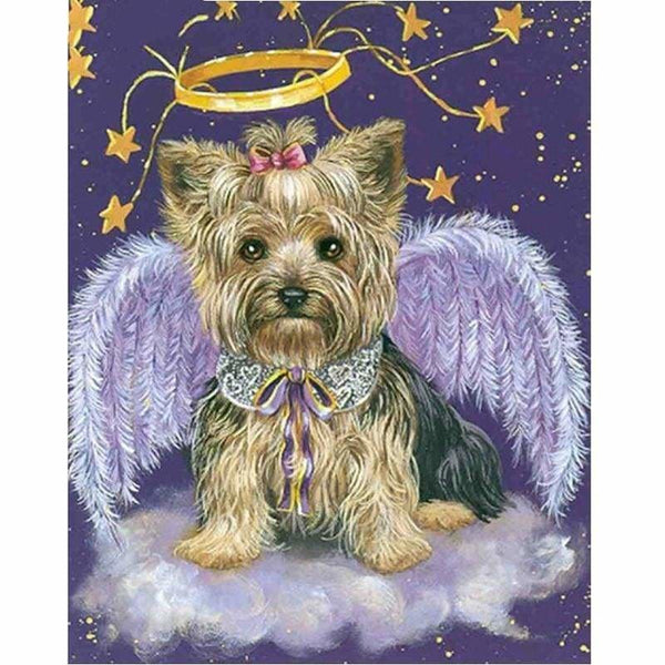 2019 Full Drill Rhinestones Dog Angel Cross Stitch Embroidery Diamond Kits - NEEDLEWORK KITS