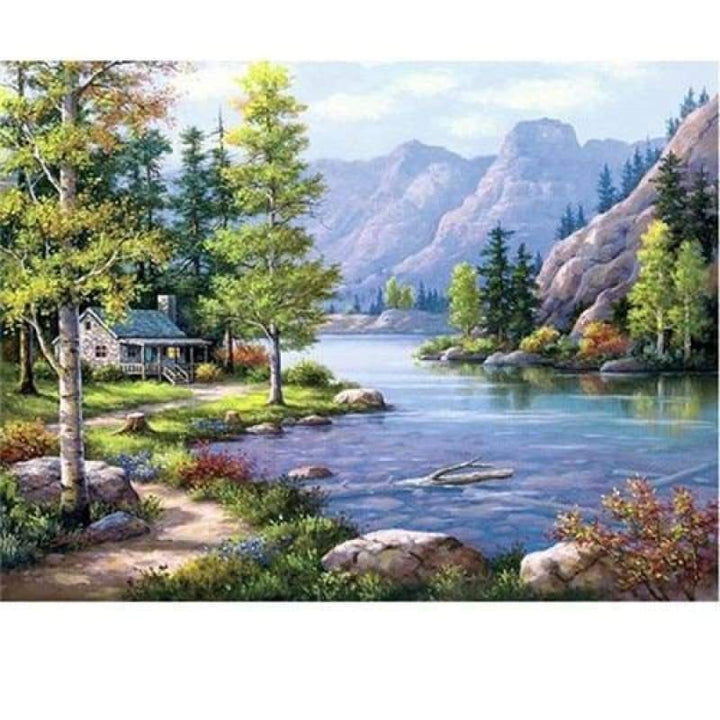 Hot Sale Landscape Mountain Lake Full Drill - 5D Diy Diamond Painting Kits VM09464 - NEEDLEWORK KITS