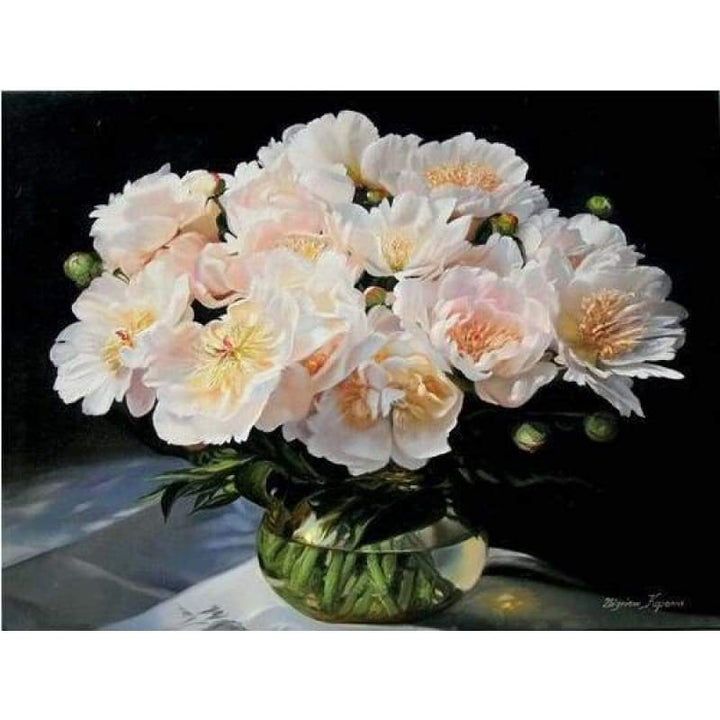 Hot Sale Peony Flowers Picture Full Drill - 5D Diy Square Diamond Painting Kits VM9432 - NEEDLEWORK KITS