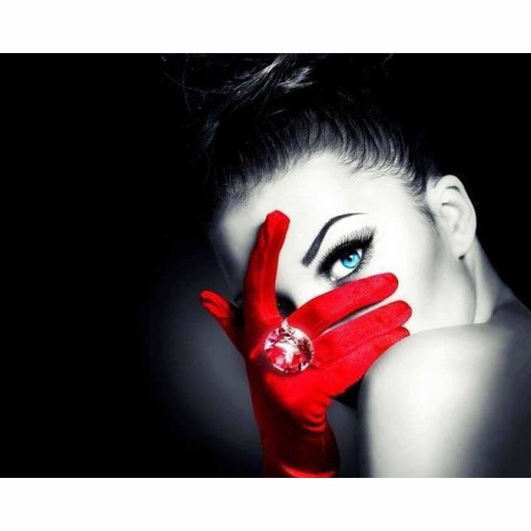 Modern Art Beauty Portrait Red Glove Full Drill - 5D Diy Diamond Painting Portrait VM3313 - NEEDLEWORK KITS