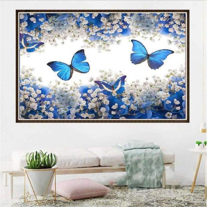 Modern Art Blue Butterfly Wall Decor Full Drill - 5D Diy Diamond Painting Kits VM9752 - NEEDLEWORK KITS