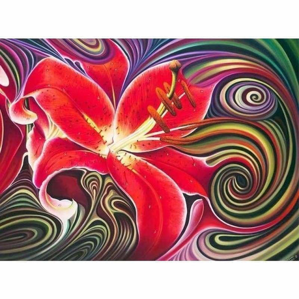Modern Art Red Abstract Flower Pattern Full Drill - 5D Diy Diamond Painting Kits VM7863 - NEEDLEWORK KITS
