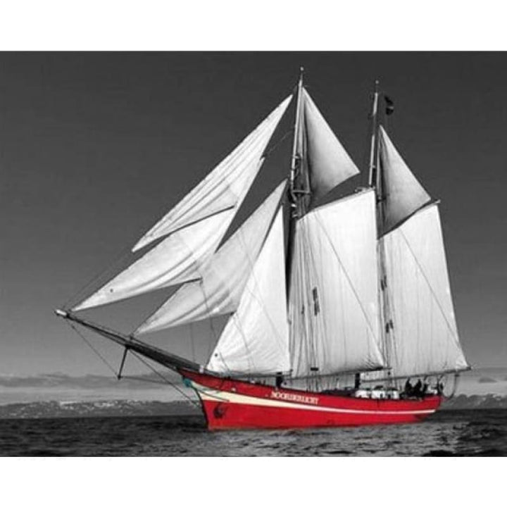 Modern Art Red Sailboat Full Drill - 5D Diy Diamond Painting Kits VM9205 - NEEDLEWORK KITS