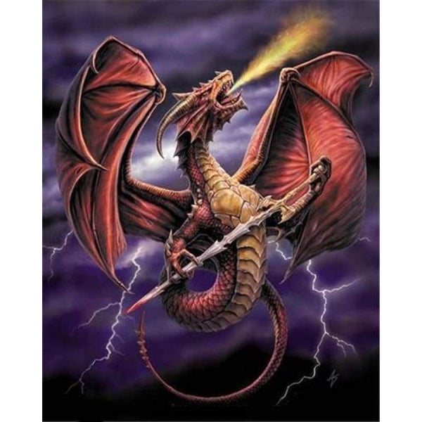 New Dream Flame Throwing Dragon Decor Full Drill - 5D Diy Diamond Painting Kits VM9906 - NEEDLEWORK KITS