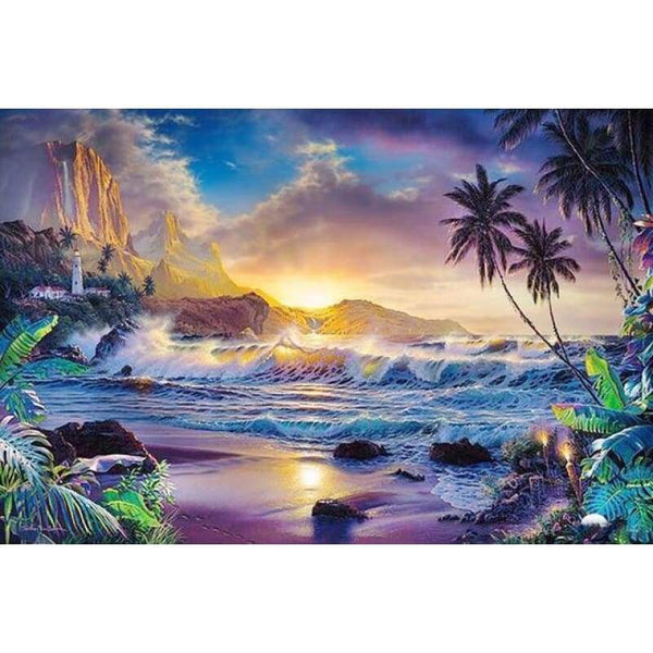 New Dream Landscape Beach Sea Full Drill - 5D Diy Diamond Painting Kits VM96051 - NEEDLEWORK KITS