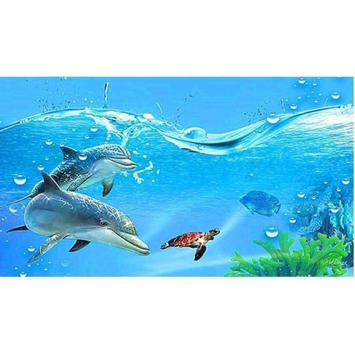 New Hot Sale Full Drill - 5D Wall Decor Animal Dolphin Diy Diamond Painting Kits VM08594 - NEEDLEWORK KITS