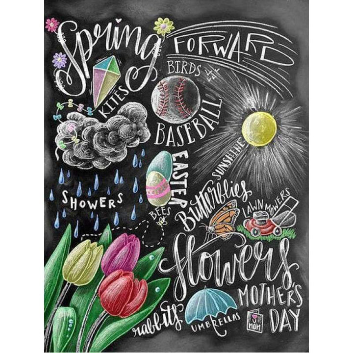 New Hot Sale Blackboard Flower Decor Full Drill - 5D DIY Diamond Painting Kits VM8174 - NEEDLEWORK KITS