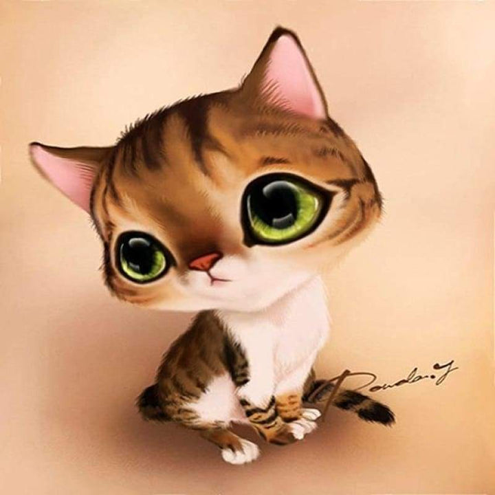 2019 New Hot Sale Cartoon Cute Big Eye Cat Diy 5d Rhinestone Art VM1922 - NEEDLEWORK KITS