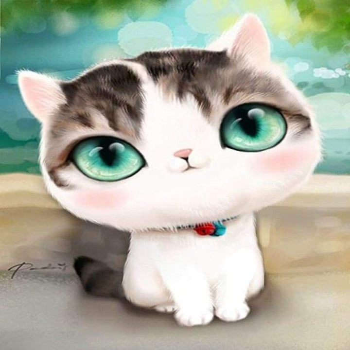 2019 New Hot Sale Cartoon Cute Big Eye Cat Diy 5d Rhinestone Art VM1924 - NEEDLEWORK KITS