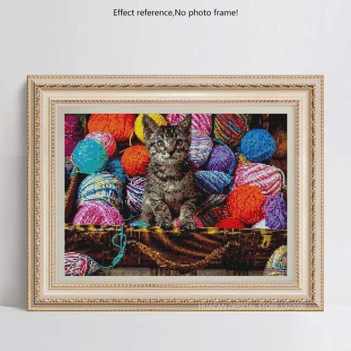 New Hot Sale Cat And Colorful Yarn Ball Full Drill - 5D Diy Diamond Painting Kits VM1186 - NEEDLEWORK KITS
