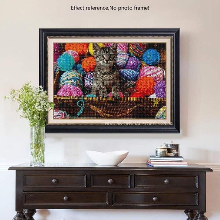 New Hot Sale Cat And Colorful Yarn Ball Full Drill - 5D Diy Diamond Painting Kits VM1186 - NEEDLEWORK KITS