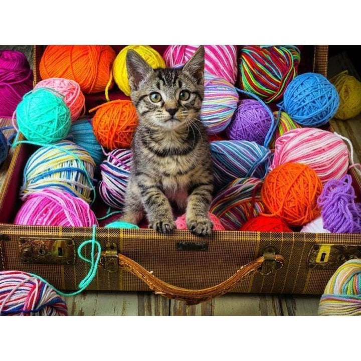 New Hot Sale Cat And Colorful Yarn Ball Full Drill - 5D Diy Diamond Painting Kits VM1186 - NEEDLEWORK KITS
