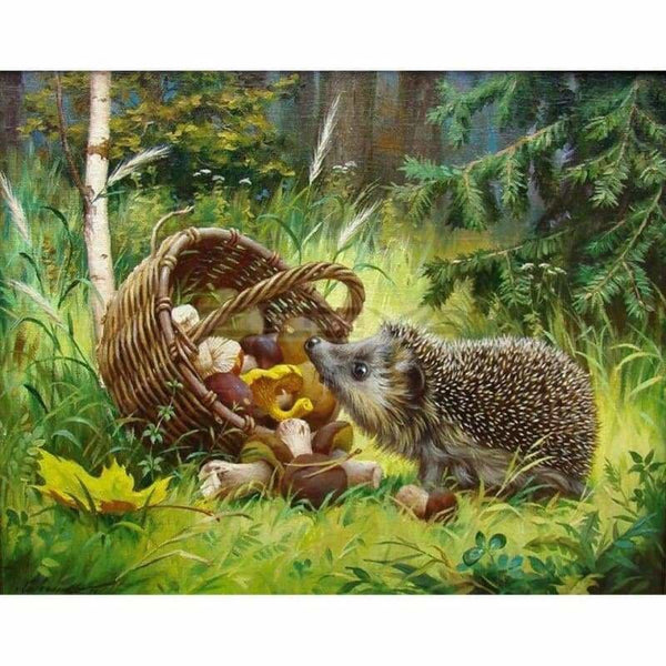 2019 New Hot Sale Cute little Hedgehog 5d Diy Diamond Cross Stitch VM1207 - NEEDLEWORK KITS