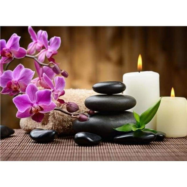 New Hot Sale Flower Orchid Stone Candle Full Drill - 5D Diy Diamond Painting Kits VM9569 - NEEDLEWORK KITS