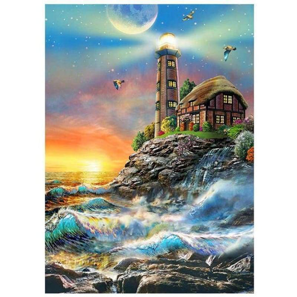 New Hot Sale Lighthouse Seaside Landscape Full Drill - 5D Diy Diamond Painting Kits VM09049 - NEEDLEWORK KITS