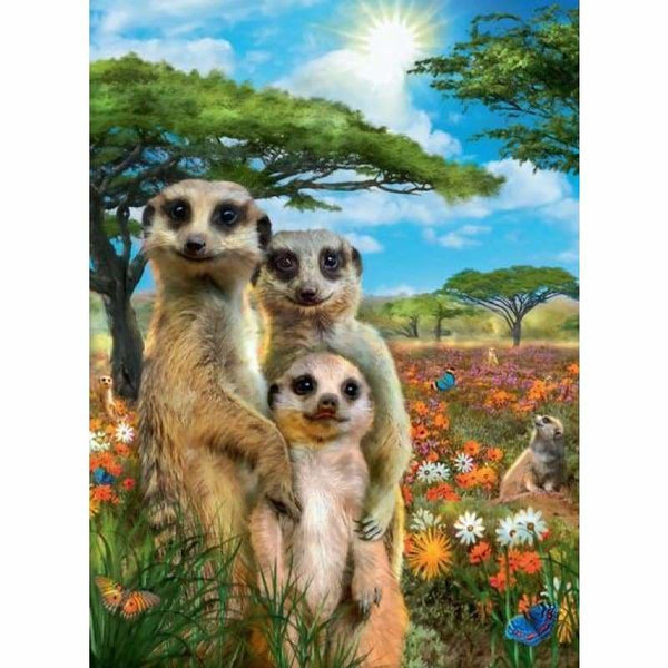 New Hot Sale Meerkat Family Full Drill - 5D DIY Diamond Painting Cross Stitch Kits VM7809 - NEEDLEWORK KITS