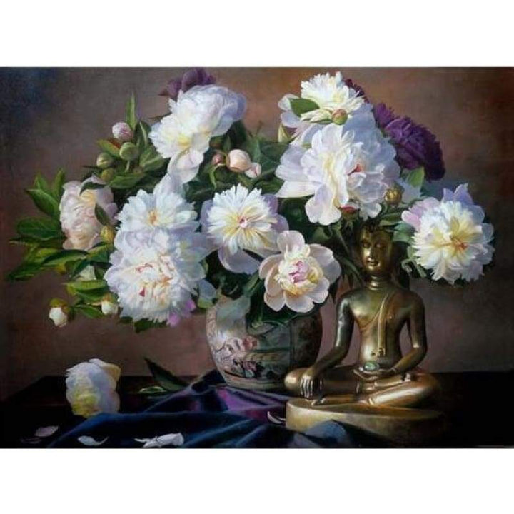 New Hot Sale Peony Flowers Buddha Full Drill - 5D Diy Diamond Painting Kits VM9437 - NEEDLEWORK KITS