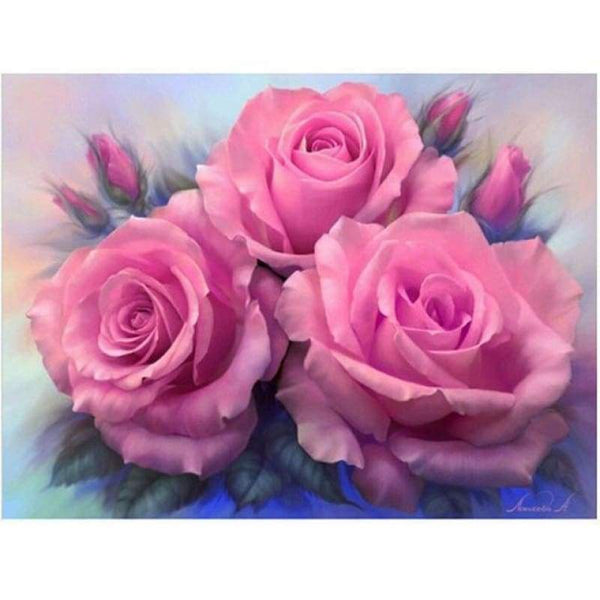 New Hot Sale Pink Flowers Full Drill - 5D Diy Diamond Painting Flowers Kits VM3021 - NEEDLEWORK KITS