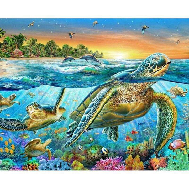 Sea Turtle Pattern Diy Full Drill - 5D Crystal Diamond Painting Kits VM20052 - NEEDLEWORK KITS