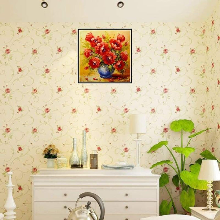 Oil Painting Style Beautiful Red Flower Full Drill - 5D Diy Diamond Painting & Decorating VM1980 - NEEDLEWORK KITS