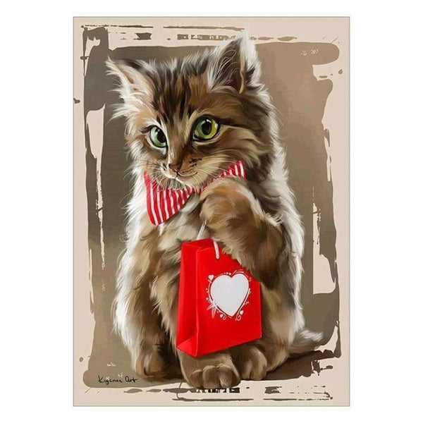 Oil Painting Style Cat Full Drill - 5D Diy  Diamond Painting Kits QB7061 - NEEDLEWORK KITS
