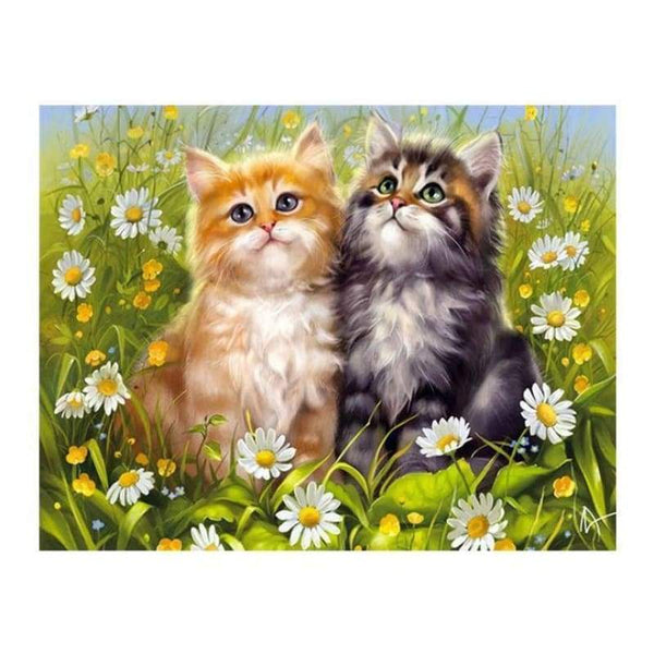 Oil Painting Style Cat Full Drill - 5D Diy  Diamond Painting Kits QB7087 - NEEDLEWORK KITS