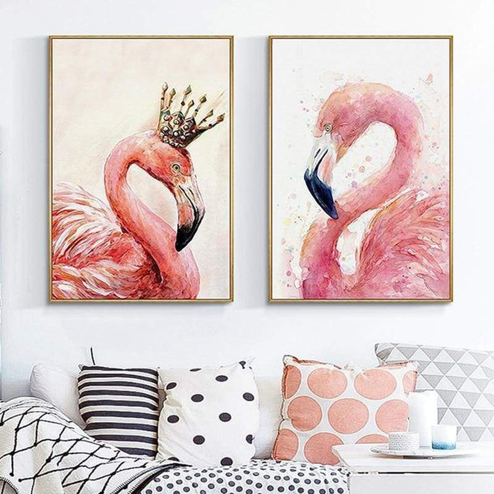 Oil Painting Style Flamingo  Diamond Painting Kits NA00371 - NEEDLEWORK KITS