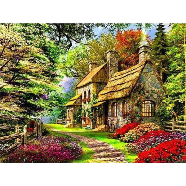 Oil Painting Style Handmade Landscapes Village Full Drill - 5D Diamond Art VM1094 - NEEDLEWORK KITS