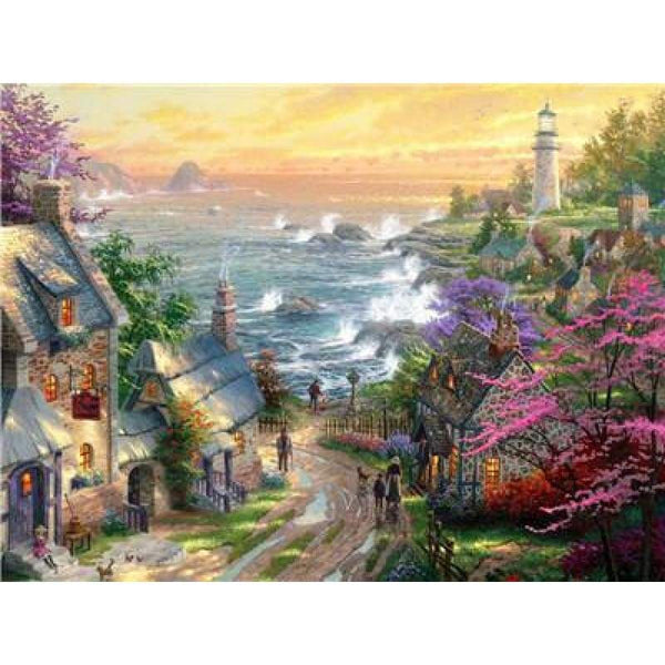 Oil Painting Style Lighthouse Pattern Decor Diy Full Drill - 5D Diamond Painting Kits VM20205 - NEEDLEWORK KITS
