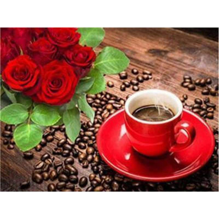 Special Coffee Cup And Flowers Diy Full Drill - 5D Diamond Painting Kits VM3007 - NEEDLEWORK KITS