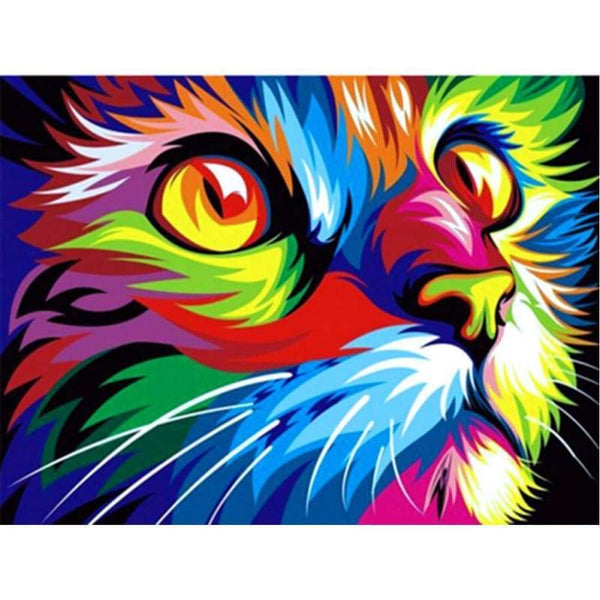 Special Colorful Cat Portrait Diamond Painting Cross Stitch Kits VM0094 - NEEDLEWORK KITS