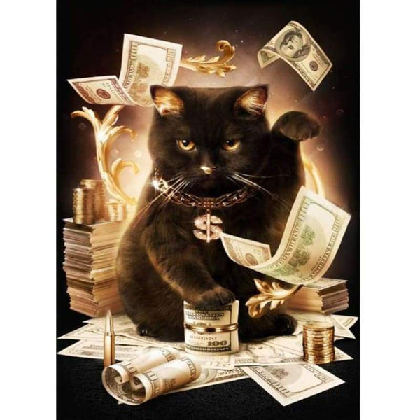 Special Cool Black Cat Dollar Full Drill - 5D Crystal Diamond Painting Kits VM0016 - NEEDLEWORK KITS