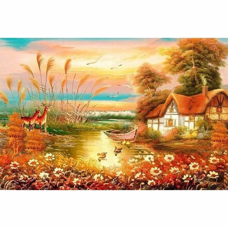 Full Drill - 5D DIY Diamond Painting Kits Winter Landscape Cottage ...