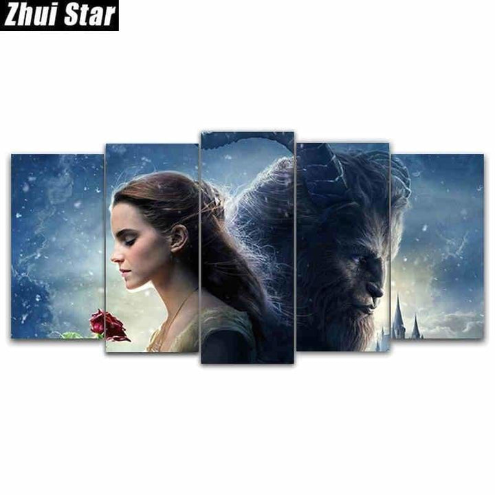 5D DIY Beauty Beast Multi Picture Embroidery Cross Stitch Mosaic - NEEDLEWORK KITS