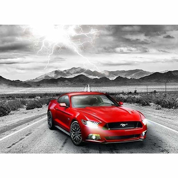 Full Drill - 5D DIY Diamond Painting Lightning Red Car Embroidery  Mosaic - NEEDLEWORK KITS