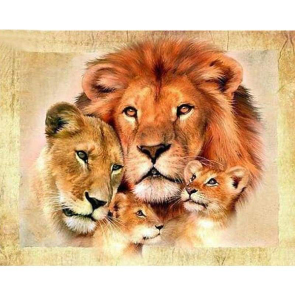 Full Drill - 5D DIY Diamond Painting Lion Family Embroidery  Rhinestone Kits - NEEDLEWORK KITS