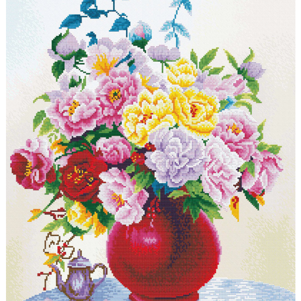 Cabbage Roses In A Vase - NEEDLEWORK KITS