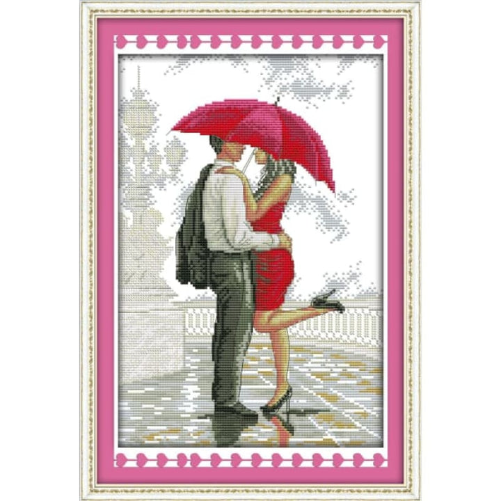 A romantic walking in the rain