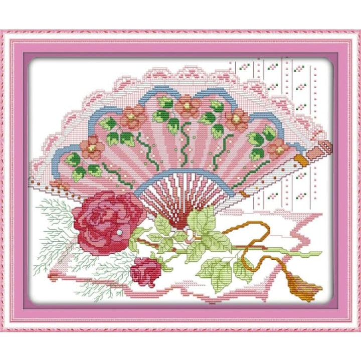 A rose folding fan