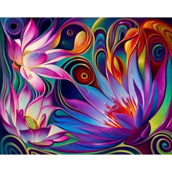 Abstract Flowers - Full Drill Diamond Painting Abstract - 