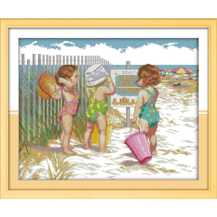 Babies play in the beach