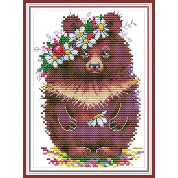 Bear with flowers