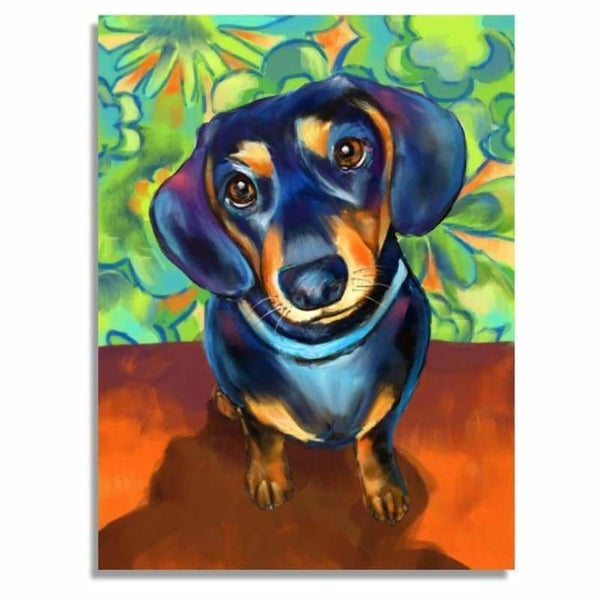 Full Drill - 5D DIY Diamond Painting Kits Cartoon Cute Black Dog - NEEDLEWORK KITS