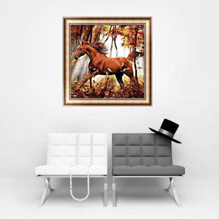 Full Drill - 5D DIY Diamond Painting Kits Autumn Forest Running Horse - NEEDLEWORK KITS