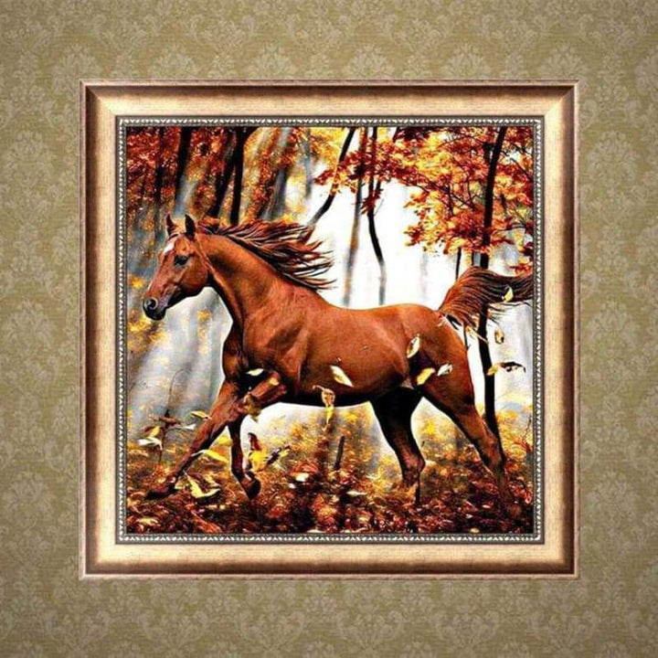 Full Drill - 5D DIY Diamond Painting Kits Autumn Forest Running Horse - NEEDLEWORK KITS