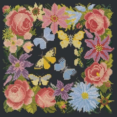 Clematis, Rose, and Butterflies - NEEDLEWORK KITS
