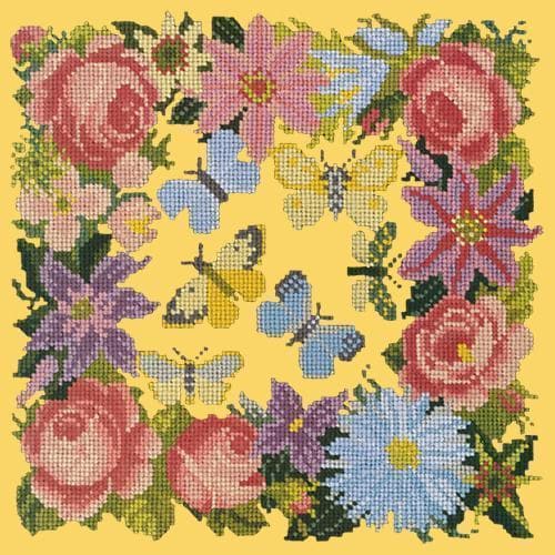 Clematis, Rose, and Butterflies - NEEDLEWORK KITS