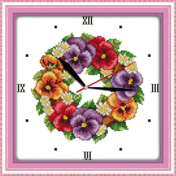 Colored poppies clock face